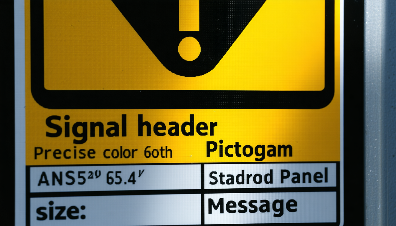 Warning sign with ANSI Z535.4 design elements.