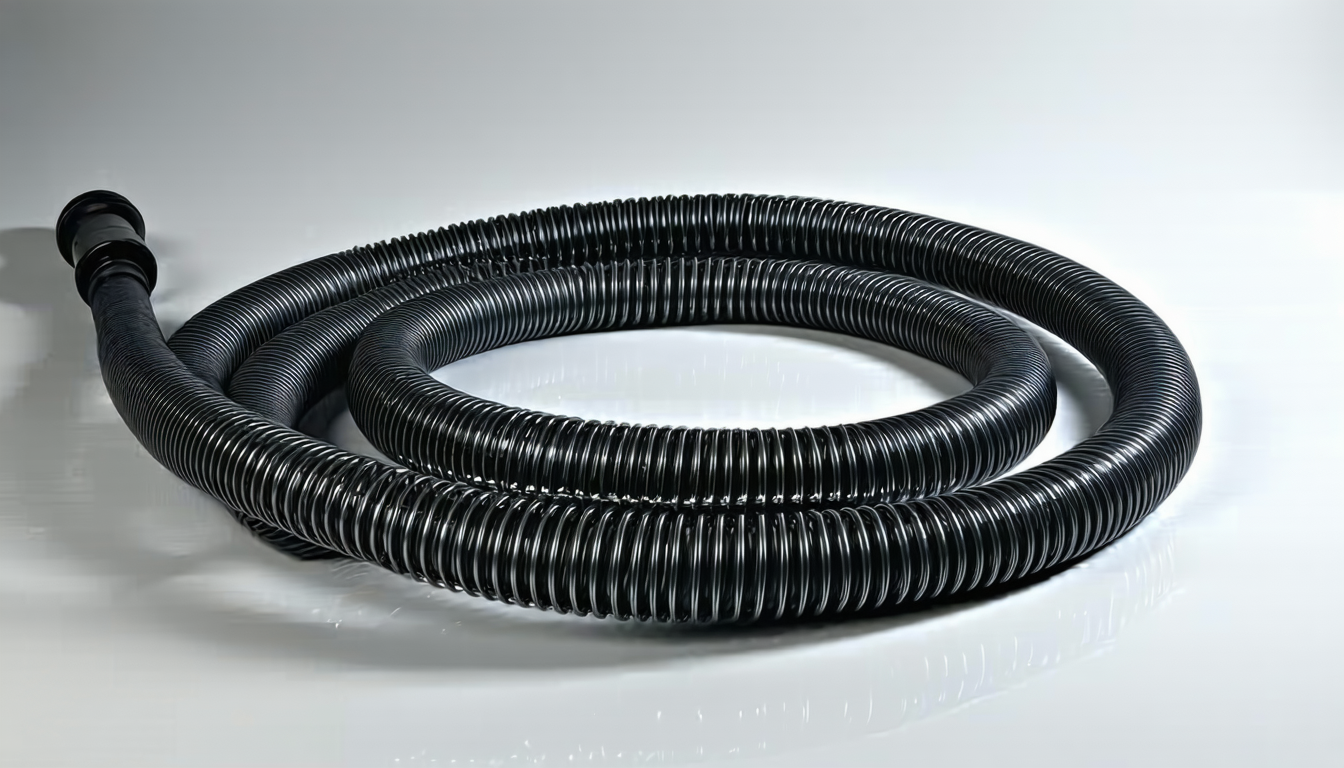 Vacuum hose with stainless steel wire, grounding system.