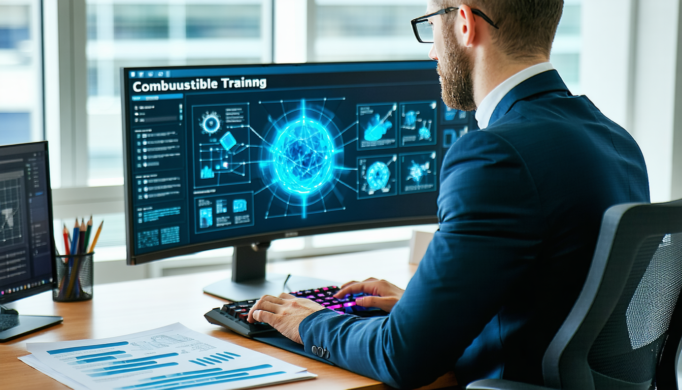 Safety officer designing a combustible dust training program with reference materials.