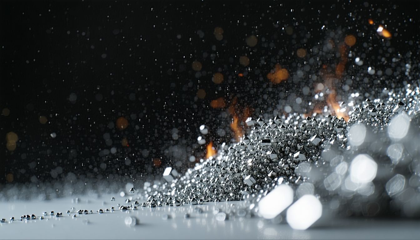Microscopic aluminum particles suspended in air, ready to ignite.