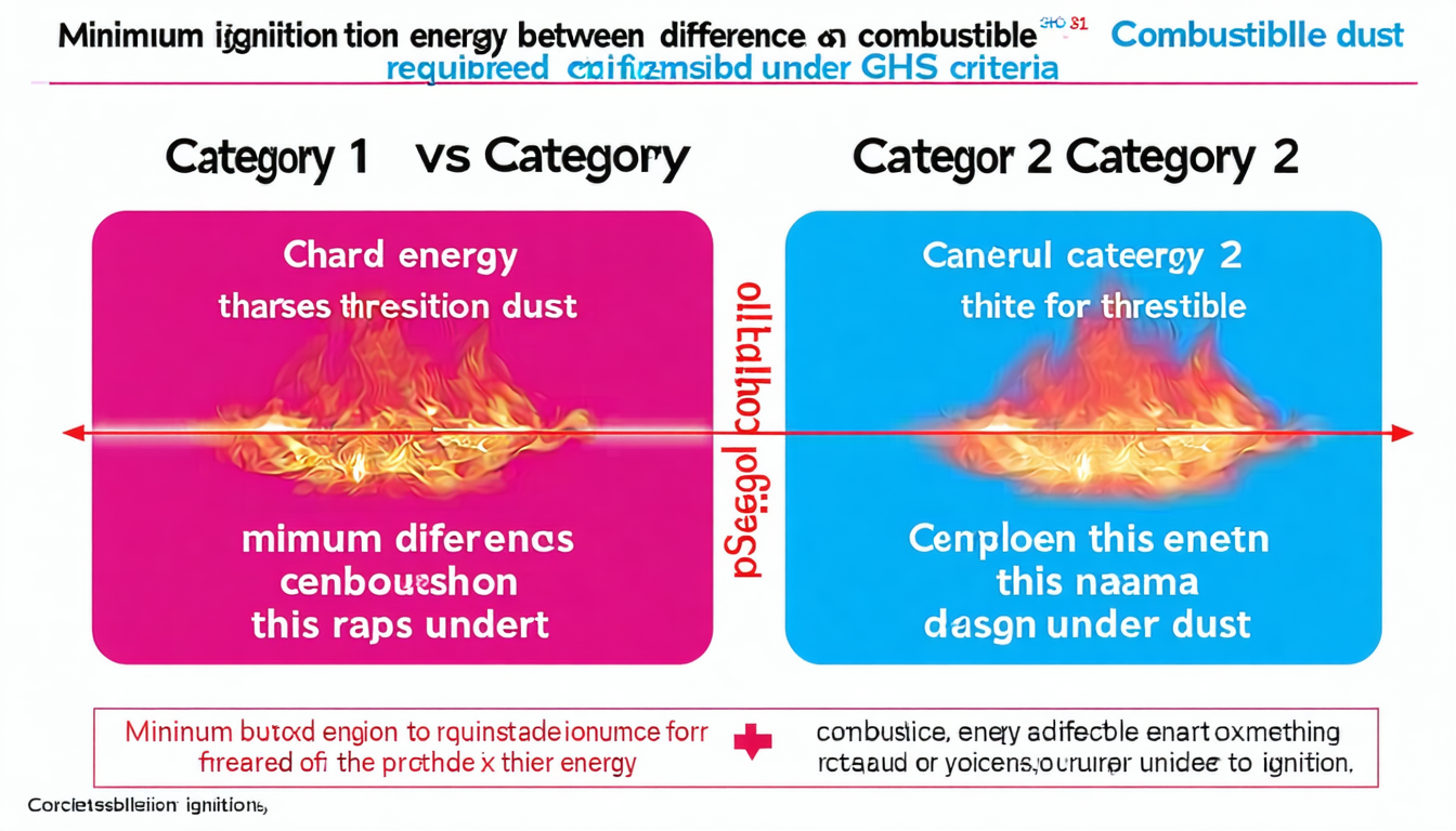 Chart showing ignition energy differences for combustible dust categories.
