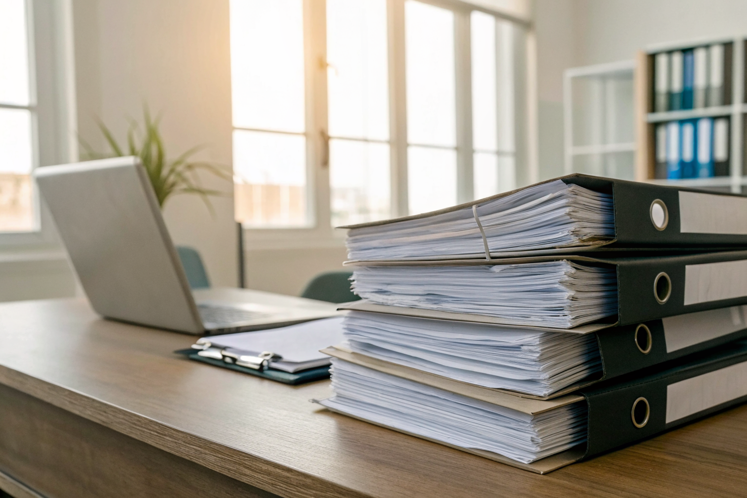 Organized documentation on a desk ready for NEP inspection.