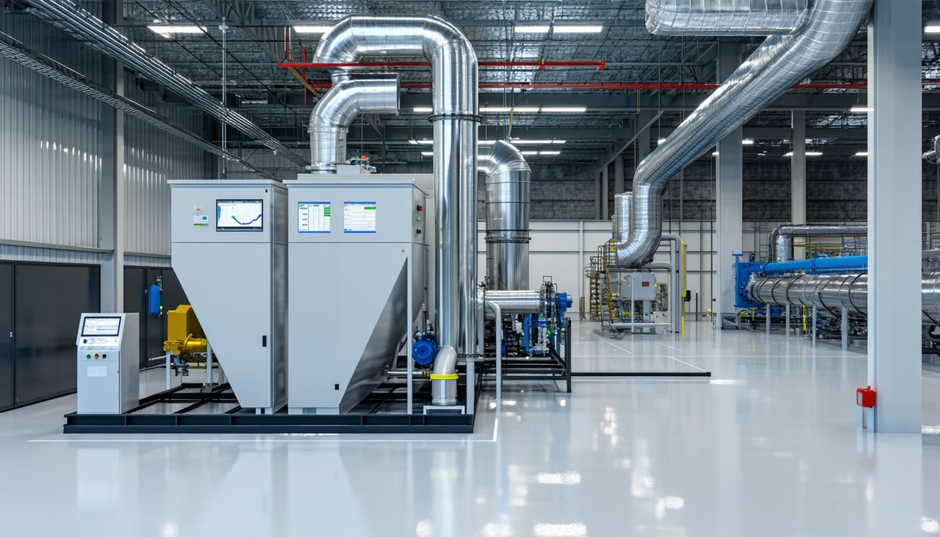 Dust collector system with vent panels and Kst calculations displayed.