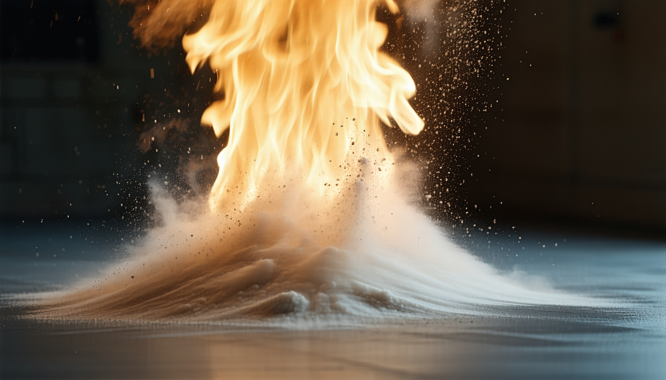 Dust particles with ignition source in confined space.