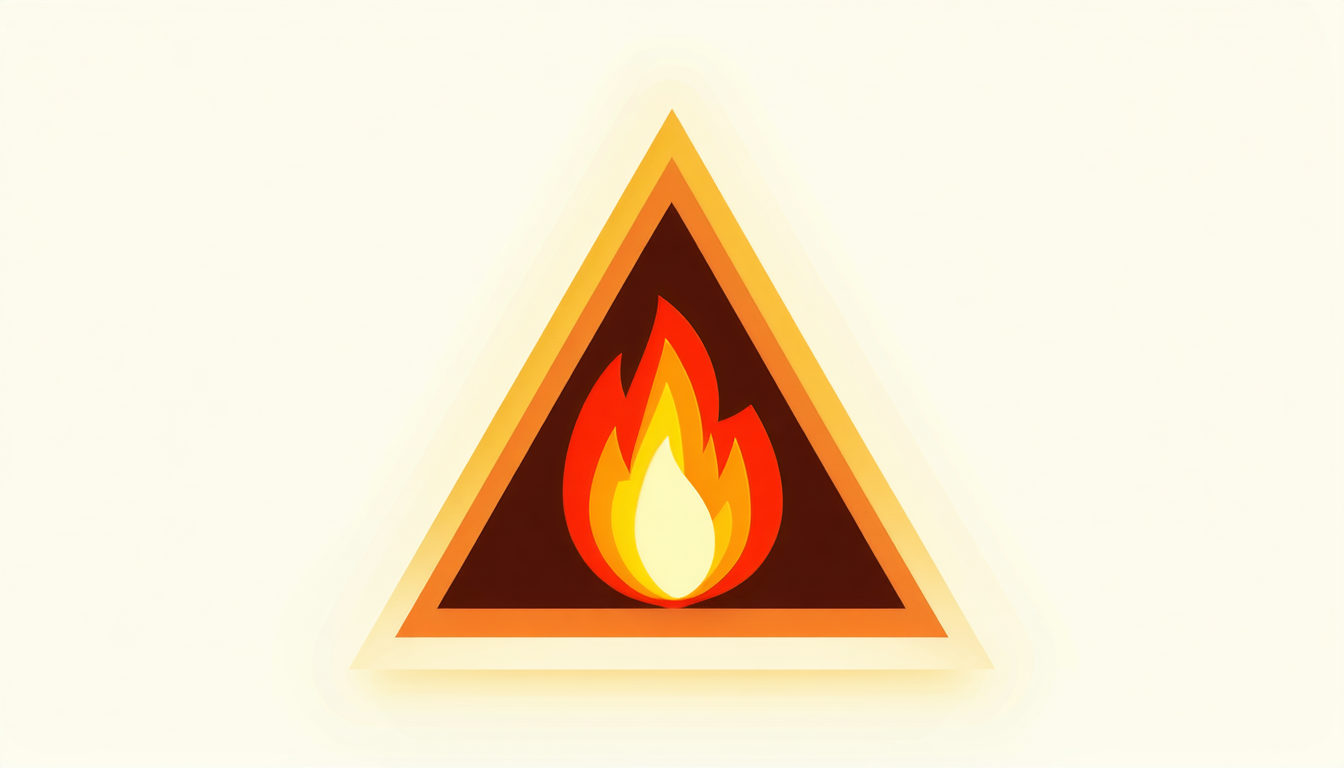 Fire triangle with an added element forming a pentagon, showing ignition elements.