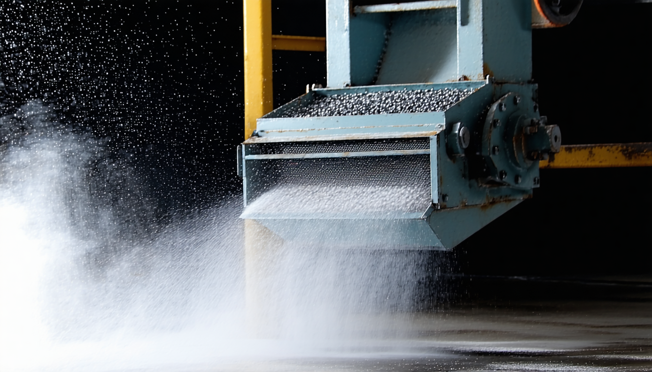 Industrial dust collection equipment in use with visible dust.