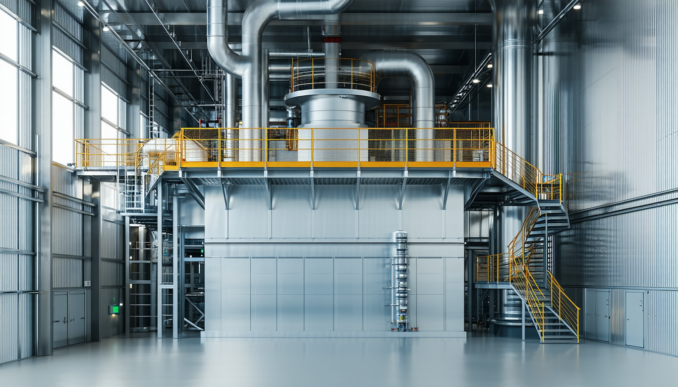 Industrial dust collector with visible explosion protection features.