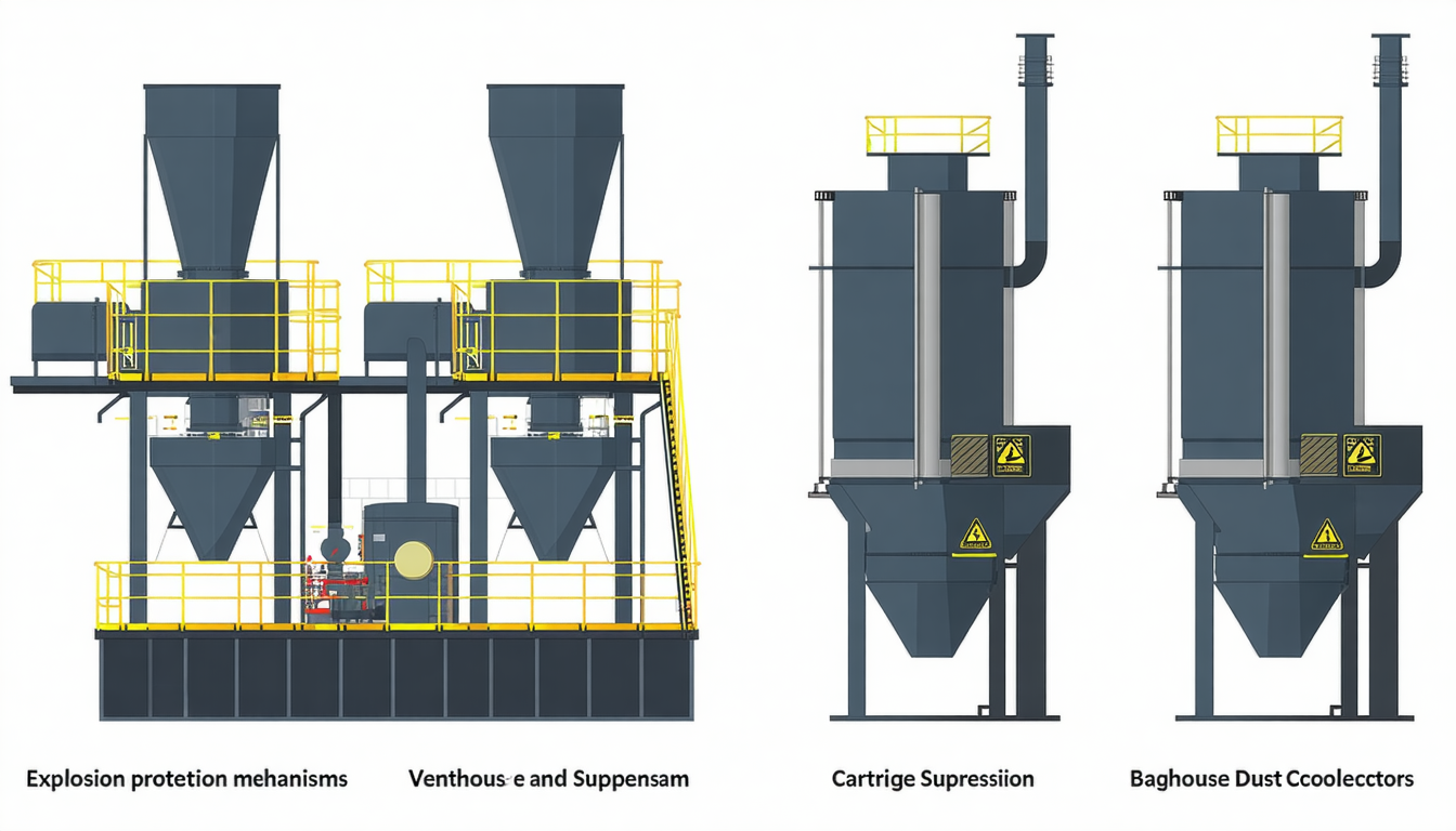 Explosion protection systems for baghouse and cartridge collectors.
