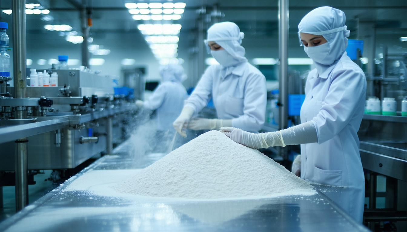 Pharmaceutical plant with powder handling in sterile setting.