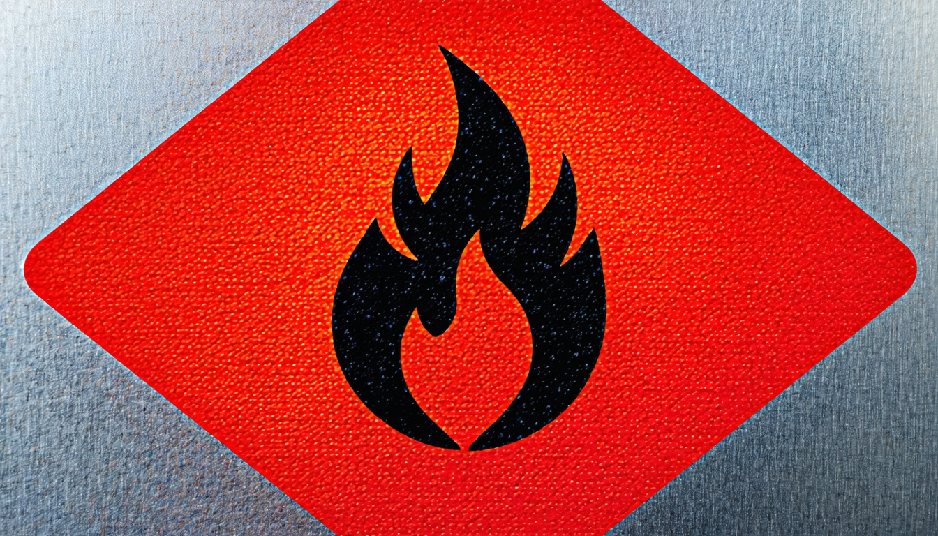 GHS02 flame symbol on a red diamond label for combustible dust.