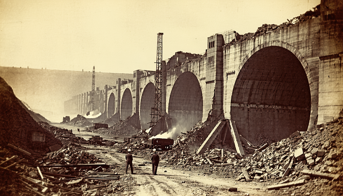 Destroyed coal mine tunnels after 1951 West Frankfort explosion.