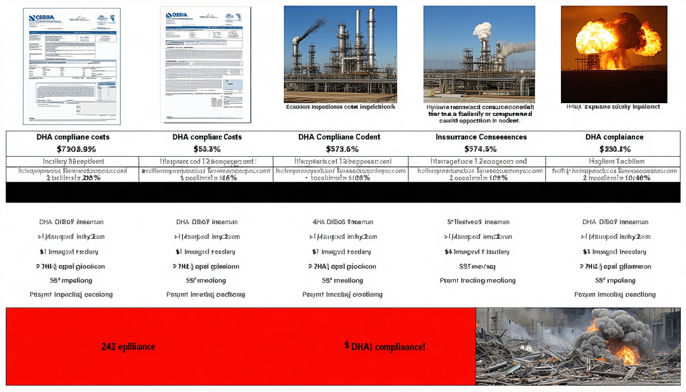 Comparison of DHA compliance costs and explosion consequences.