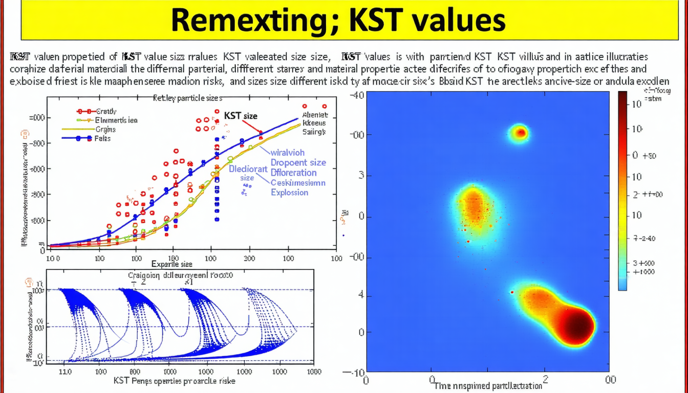Diagram of Kst values correlating particle size and explosion risk.