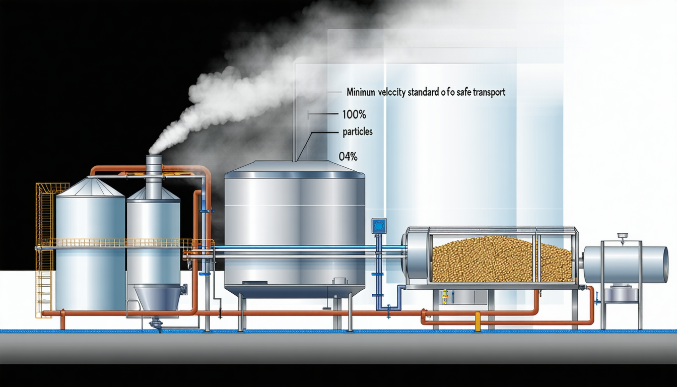 Diagram of pneumatic conveying system with velocity standards.
