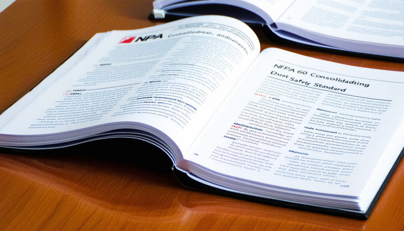 Open document titled 'NFPA 660' detailing dust safety standards.
