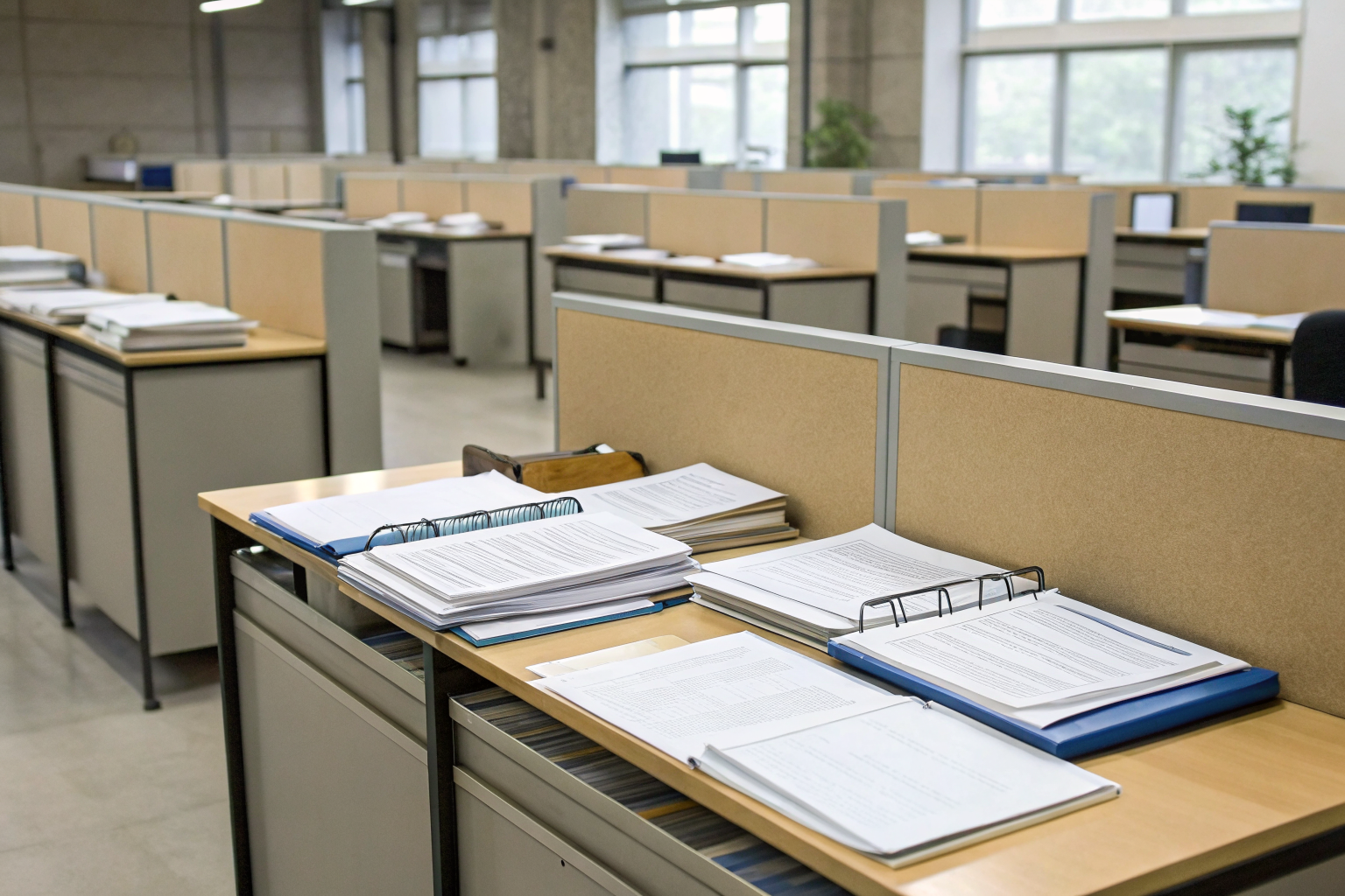 OSHA office with manuals and documents on desks.