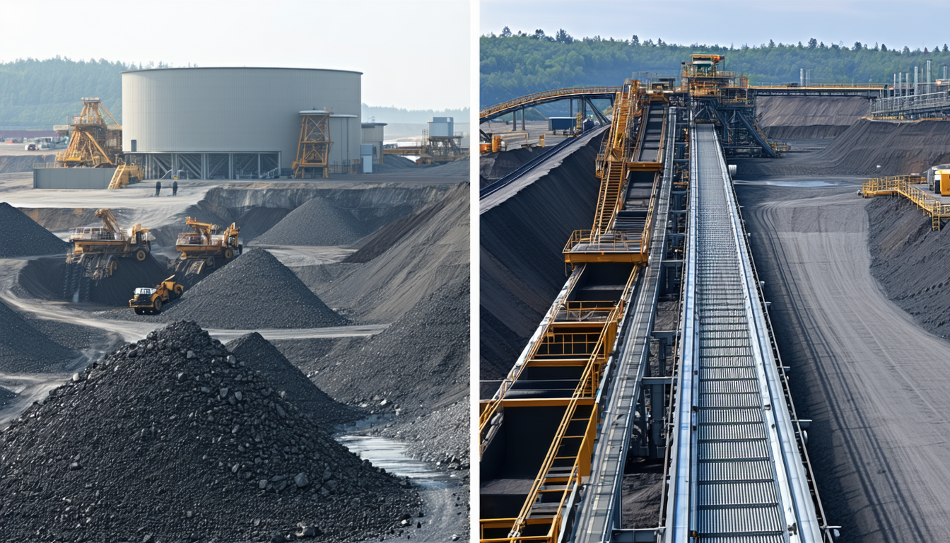 Comparison of coal extraction and processing facilities.