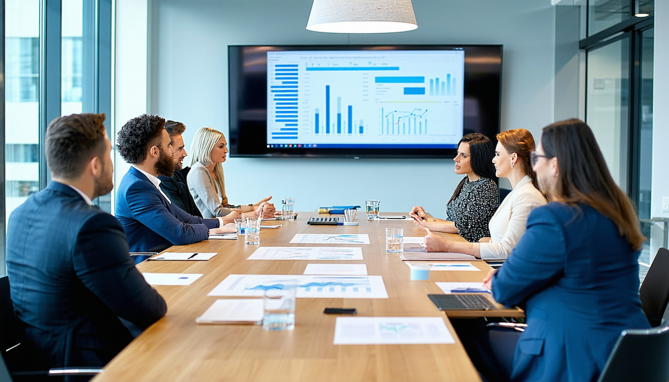 Professionals in a boardroom discussing testing requirements.