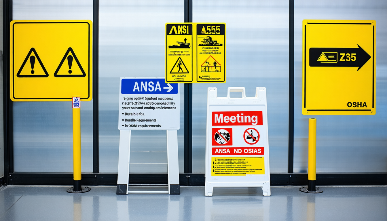 Signage options meeting ANSI Z535 and OSHA standards.