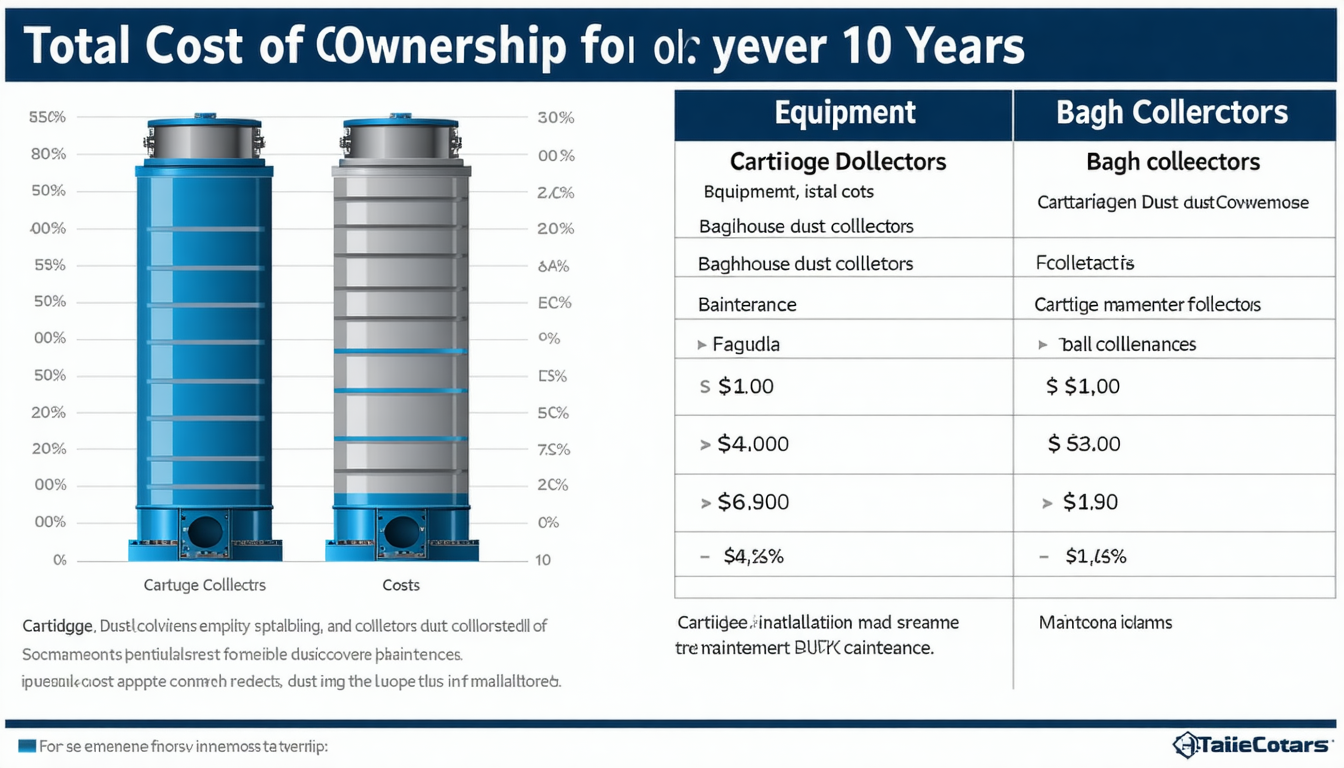 Cost comparison chart for cartridge and baghouse collectors.