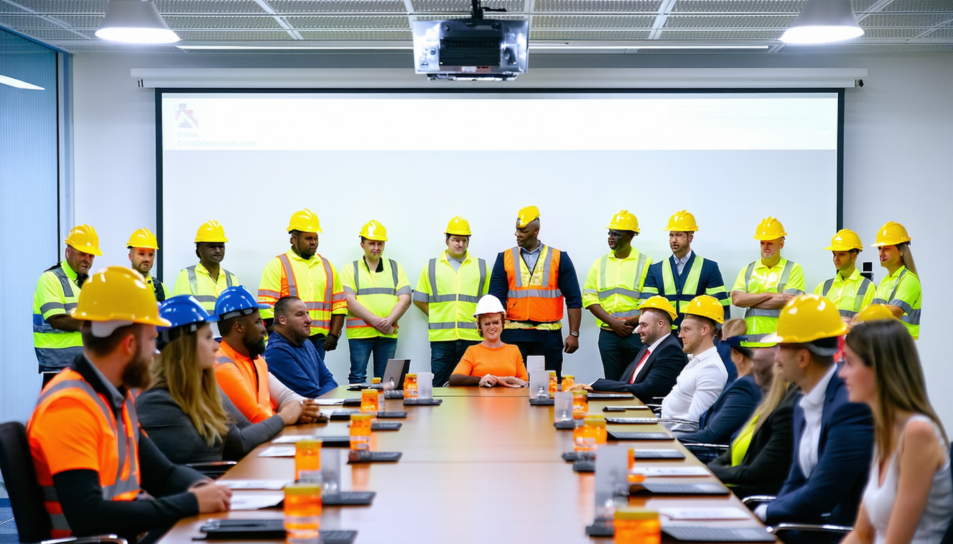 Diverse group of workers in a safety training session for combustible dust.