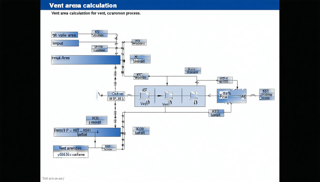 Diagram of vent area calculation process with input parameters labeled.