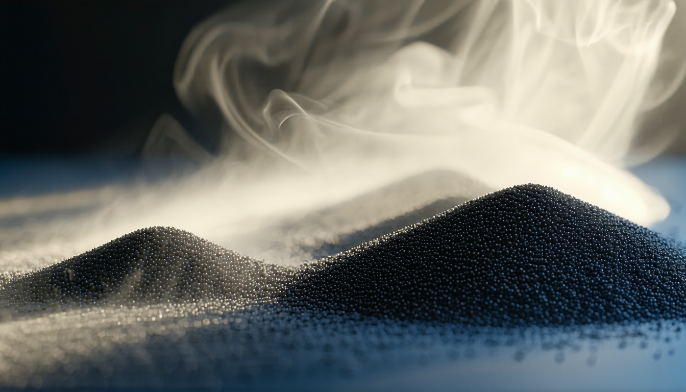 Fine particulate dust in the air of an industrial setting.