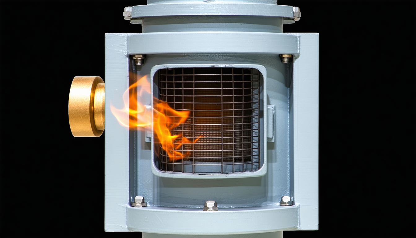 Close-up of flameless explosion vent with flame arrestor.