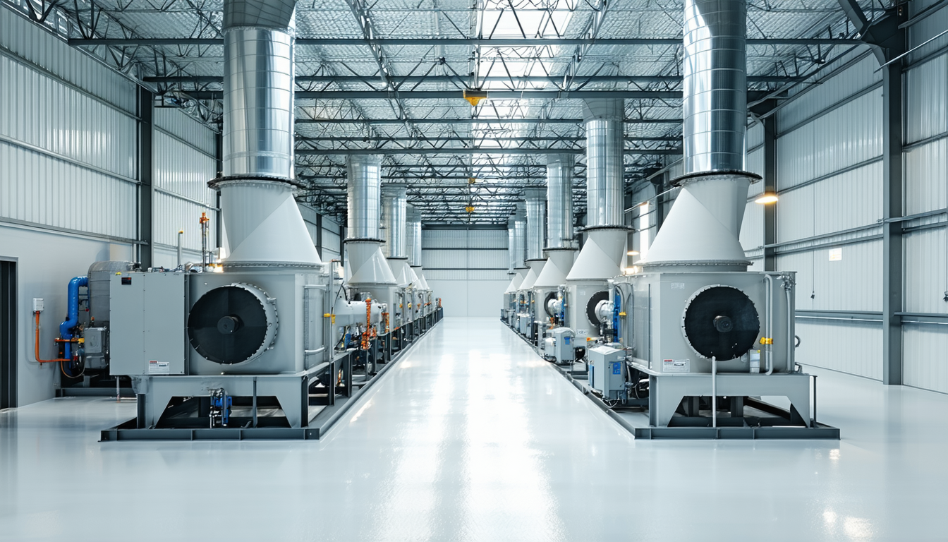 Indoor dust collectors with flameless venting system installed.