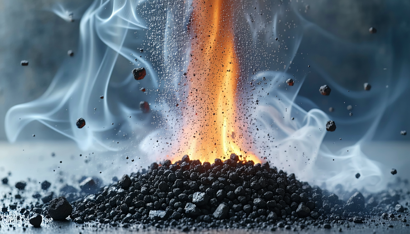 Coal particles and oxygen interaction showing pressure waves in a lab setting.