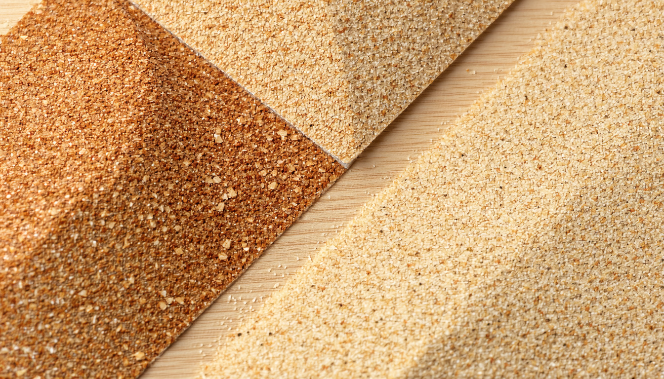 Pine and oak sawdust samples showing texture and color differences.